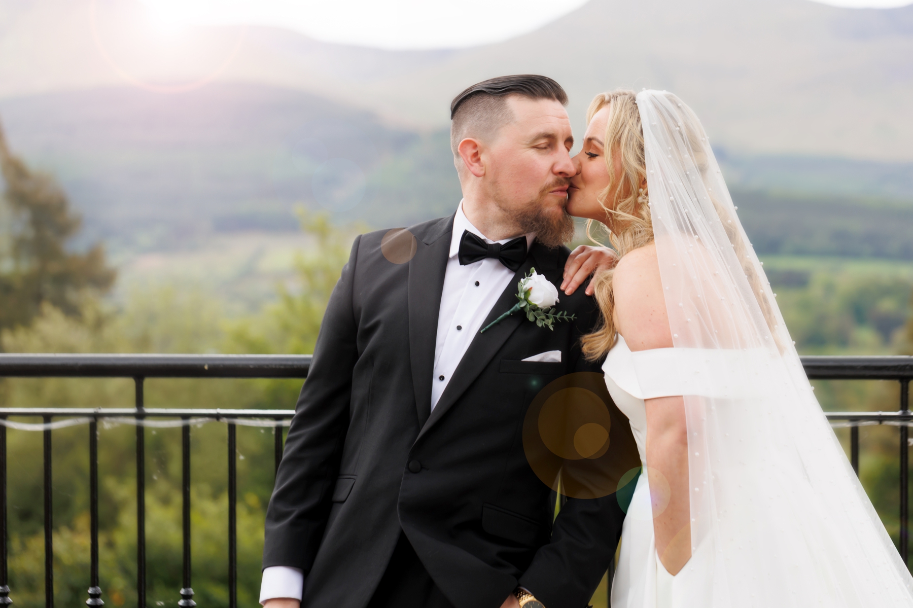 Aherlow House wedding portraits with beautiful view