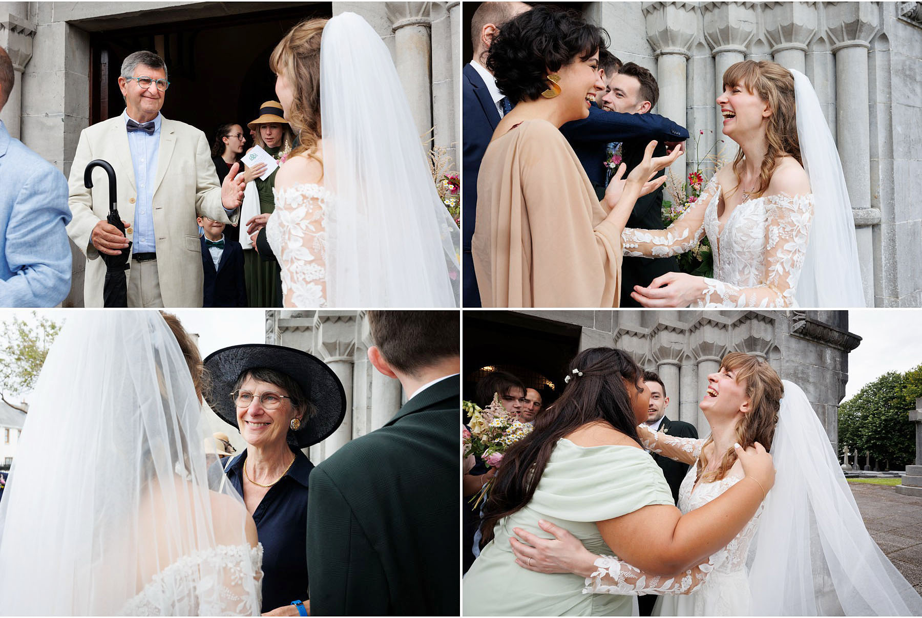 wedding guest congratulate couple outside the church in Kilrush County Clare