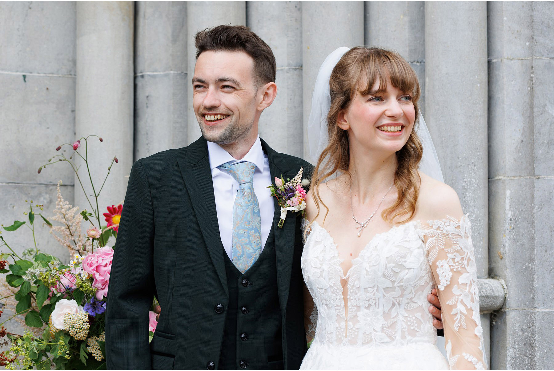 wedding couple outside the church door in Kilrush