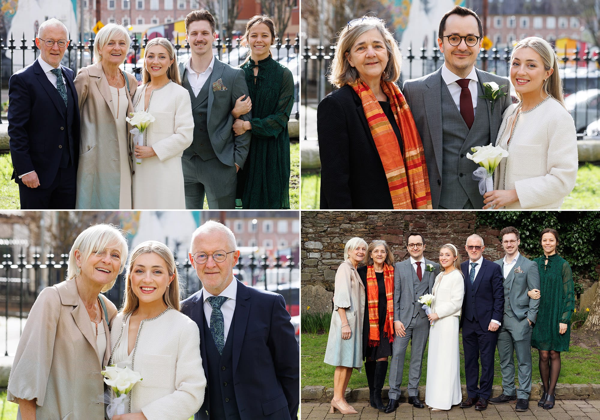 family group photographs at small registry office wedding