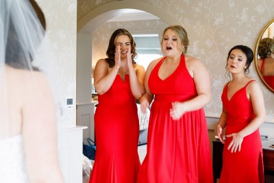 brides maids see bride for the first time and they are overwhelmed Ballyseede wedding