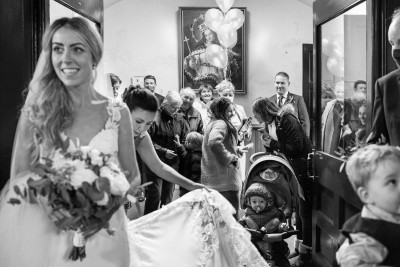 guests admire the bride Covid wedding in East Cork