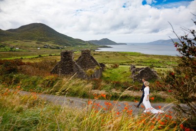 Kerry makes a stunning backdrop for wedding photographs this one was near Waterville