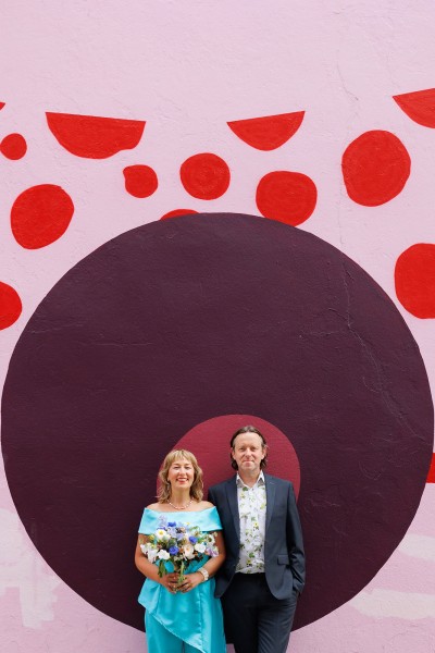 street art making a great backdrop for this funky wedding couple at their Cork City wedding