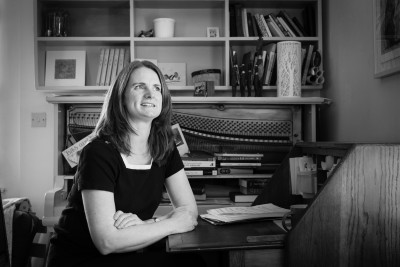 portrait of composer Fiona Linnane in her music room. Professional profile photographs