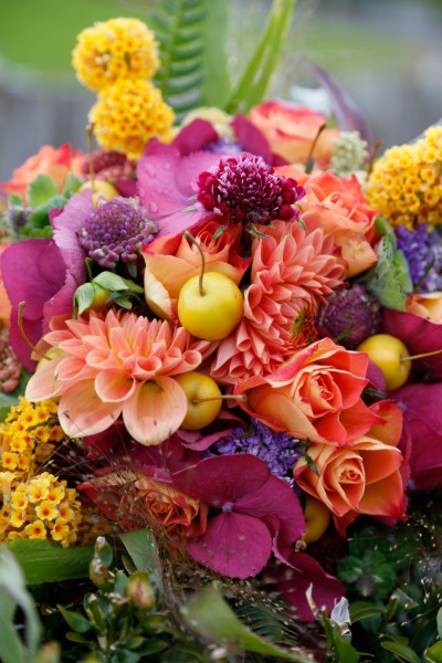 colourful and joyous wedding bouquet